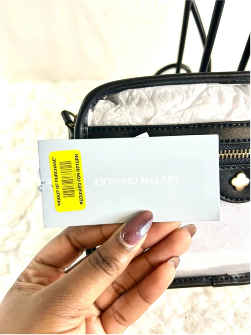 NWT Antonio Melani Clear Contrast Trim Camera Crossbody Bag.
